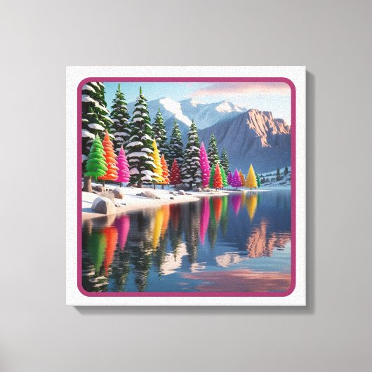 カラフルHoliday Reflections by the Lake キャンバスプリント (正面)