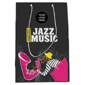 カラフルJazz Musicフェスティバルの追加ロパーソナライズされたゴ ミディアムペーパーバッグ (正面)