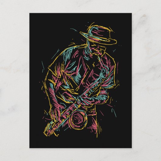 カラフルJazz Playerはがき ポストカード (正面)