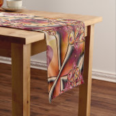 カラフルJoy抽象芸術赤オレンジ色ファンタジーフラクタル ショートテーブルランナー (インサイチュ)