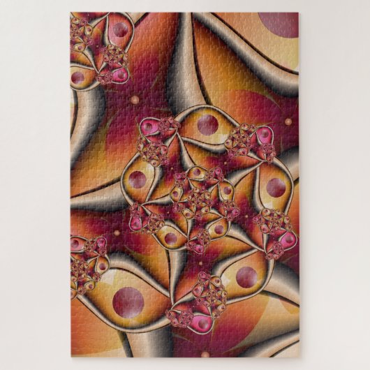 カラフルJoy抽象芸術赤オレンジ色ファンタジーフラクタル ジグソーパズル (縦)