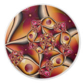 カラフルJoy抽象芸術赤オレンジ色ファンタジーフラクタル セラミックノブ (正面)