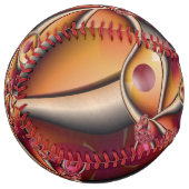 カラフルJoy抽象芸術赤オレンジ色ファンタジーフラクタル ソフトボール (正面左)