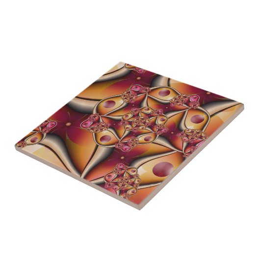 カラフルJoy抽象芸術赤オレンジ色ファンタジーフラクタル タイル (側面)