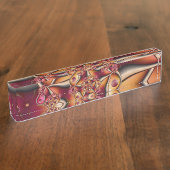 カラフルJoy抽象芸術赤オレンジ色ファンタジーフラクタル デスクネームプレート (側面)