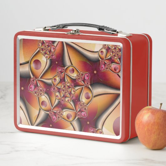 カラフルJoy抽象芸術赤オレンジ色ファンタジーフラクタル メタルランチボックス (インサイチュ)