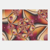 カラフルJoy抽象芸術赤オレンジ色ファンタジーフラクタル ラッピングペーパーシート (正面3)