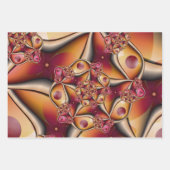 カラフルJoy抽象芸術赤オレンジ色ファンタジーフラクタル ラッピングペーパーシート (正面3)