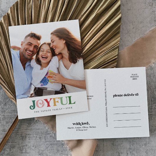 カラフルJoyful Christmasポートレート写真 シーズンポストカード