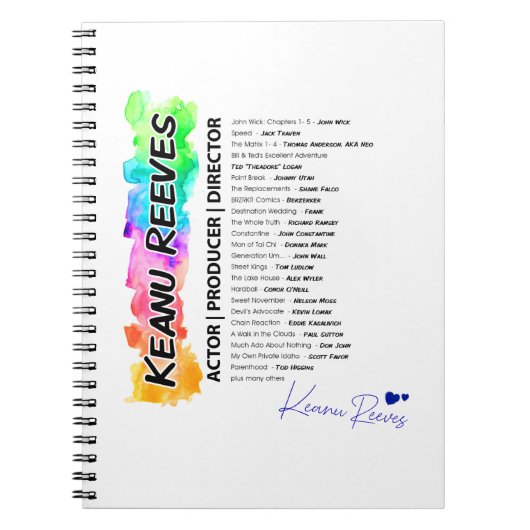 カラフルKeanu、タイトルとムービーキャラクター ノートブック (正面)