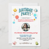 カラフルKids Feathered Friends誕生日パーティー 招待状 (正面)