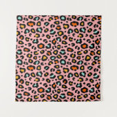 カラフルLeopard:ファッションヴィンテージパターン タペストリー (正面(横))