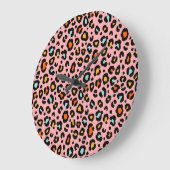カラフルLeopard:ファッションヴィンテージパターン ラージ壁時計 (傾斜)