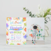 カラフルLet's Art絵を描 Birthday Party写真 招待状 (スタンド正面)