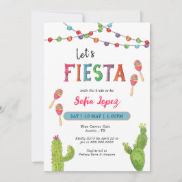 カラフルLet's Fiesta Bridal Shower Invitation 招待状