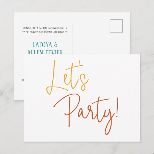 カラフルLet's Informal Wedding Reception ポストカード (正面/裏面)