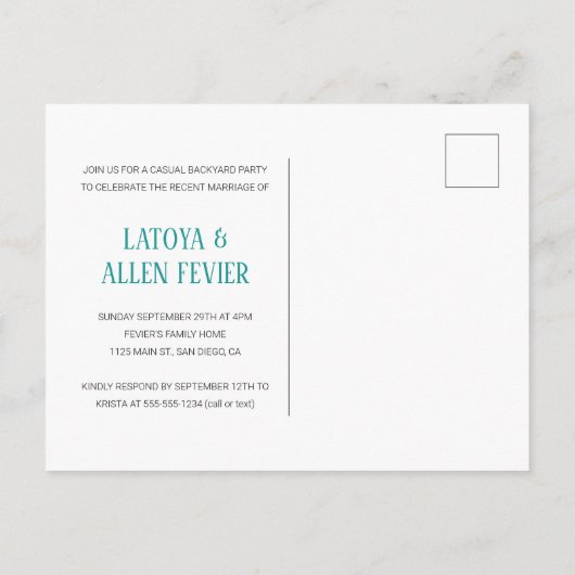 カラフルLet's Informal Wedding Reception ポストカード (裏面)