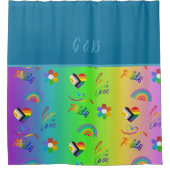 カラフルlgbtqゲイプライド月 シャワーカーテン (正面)