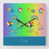 カラフルlgbtqゲイプライド月 スクエア壁時計 (正面)