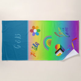 カラフルlgbtqゲイプライド月 ビーチタオル