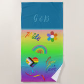 カラフルlgbtqゲイプライド月 ビーチタオル (正面)