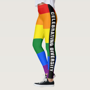 カラフルLGBTQユニークゲイプライドレインボーフラッグ文字 レギンス