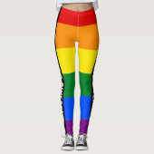 カラフルLGBTQユニークゲイプライドレインボーフラッグ文字 レギンス (正面)