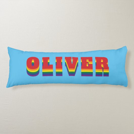 カラフルLGBTQレインボーゲイプライド国旗名前をカスタムする ボディピロー (正面)