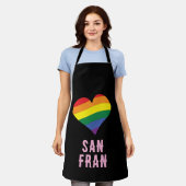 カラフルLGBTQ+レインボーハートプライドカスタム文字 エプロン (着用した状態)