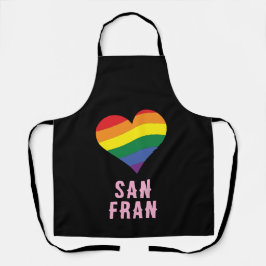 カラフルLGBTQ+レインボーハートプライドカスタム文字 エプロン