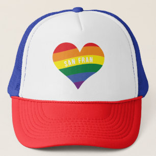 カラフルLGBTQ+レインボーハートプライドカスタム文字 キャップ