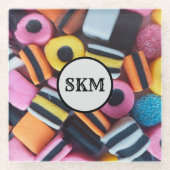 カラフルLicorice Allsorts candy ガラスコースター (正面)