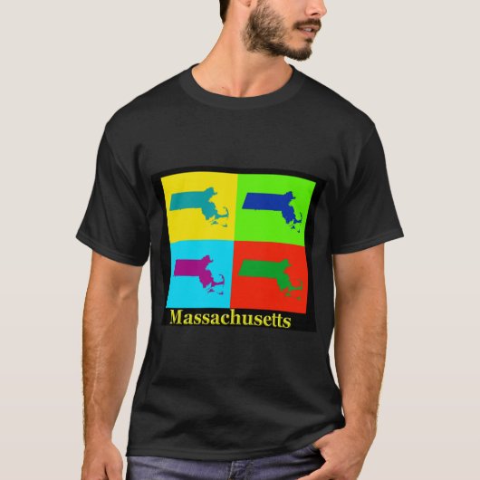 カラフルMassachusetts Artの地図の特大 Tシャツ (正面)