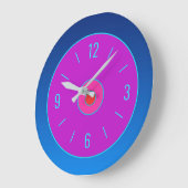 カラフルMauve/Pink、青い壁縁ど時計 ラージ壁時計 (傾斜)