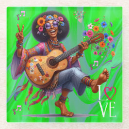 カラフルMe Hippie Chic LOVE Coaster ガラスコースター