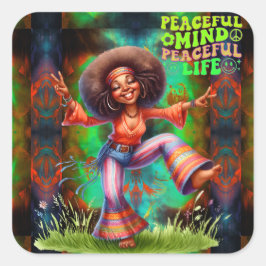 カラフルMe Hippie Chic Peace Sticker スクエアシール