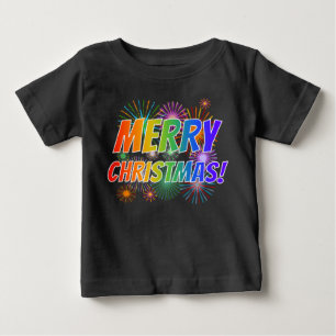 「カラフルMERRY CHRISTMAS!」 +花火模様Ba ベビーTシャツ