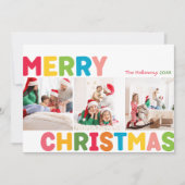 カラフルMerry Christmas Year In Review 3 Photo シーズンカード (正面)