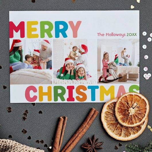 カラフルMerry Christmas Year In Review 3 Photo シーズンカード