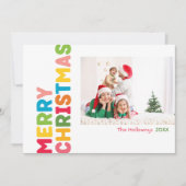 カラフルMerry Christmas Year In Review 4 Photo シーズンカード (正面)
