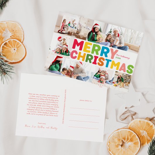 カラフルMerry Christmas Year In Review 6 Photo シーズンポストカード
