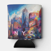 カラフルNYCスカイライン抽象芸術アート 缶クーラー (裏面)