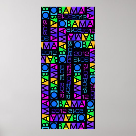 カラフルOBAMA 2012ポスター、14 x 32インチ ポスター (正面)