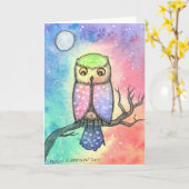 カラフルOwl Greeting Card カード (黄色い花)