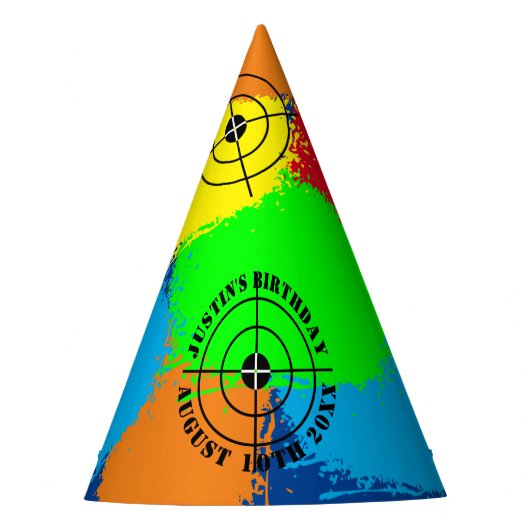 カラフルpaintball誕生日パーティハッ子供へト パーティーハット (正面)