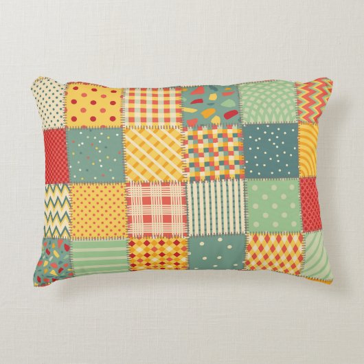 カラフルpatchwork:抽象芸術シームレスオーナメント。 アクセントクッション (正面)