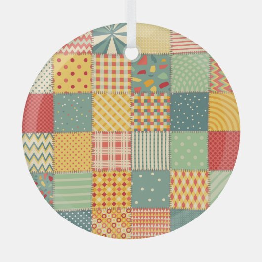 カラフルpatchwork:抽象芸術シームレスオーナメント。 ガラスオーナメント (正面)