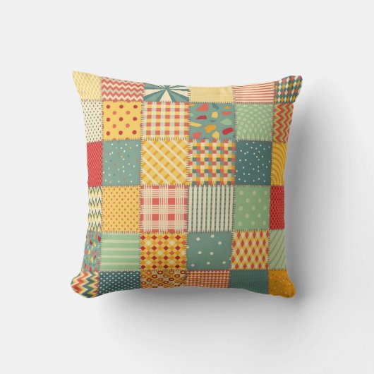 カラフルpatchwork:抽象芸術シームレスオーナメント。 クッション (正面)