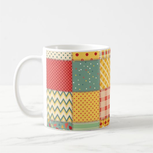 カラフルpatchwork:抽象芸術シームレスオーナメント。 コーヒーマグカップ (左)