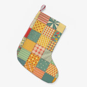 カラフルpatchwork:抽象芸術シームレスオーナメント。 スモールクリスマスストッキング (正面 (吊り時))